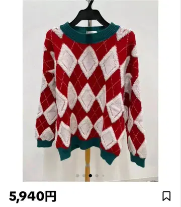 다이아몬드 패턴 아크릴 니트 스웨터 프리 사이즈