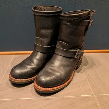 블랙 가죽 엔지니어 부츠 백 지퍼 포함