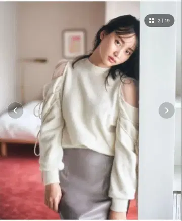 SNIDEL 시스루 숄더 니트