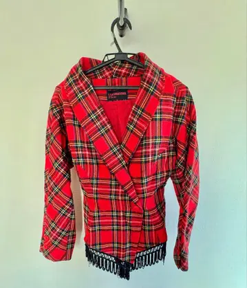 YUKITORII 체크 무늬 빨간색 자켓 바지 셋업