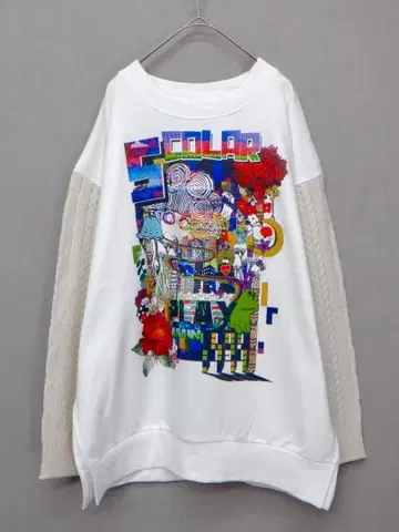 *스칼라 143739 스칼라짱 라메 프린트 니트 절개 풀오버