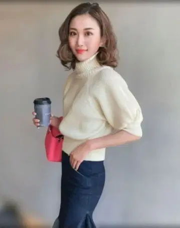 sheller 셰리에 하프 슬리브 니트 풀오버 상의