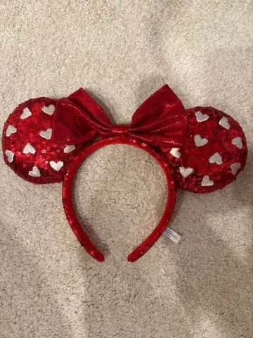 빨간색 하트 스팽글 머리띠