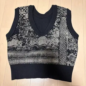 AMERI 뜨개질 무늬 V넥 니트 베스트