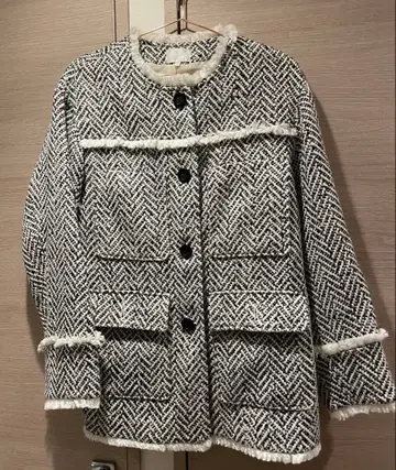 rienda 노카라 트위드 울 믹스 코트 S