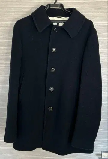 울 피 코트 블랙 단추식