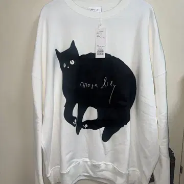 Nora Lily 고양이 프린트 화이트 맨투맨 F