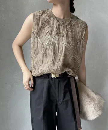 미사용 DOUDOU 자수 레이스 상의