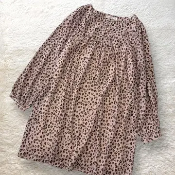 큐티 블론드 레오파드 무늬 원피스 튜닉 핑크 루즈핏 L