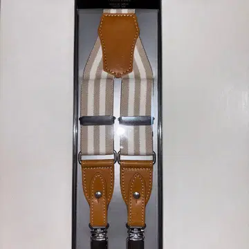 베이지 x 화이트 스트라이프 서스펜더 미사용 새상품 남녀 공용