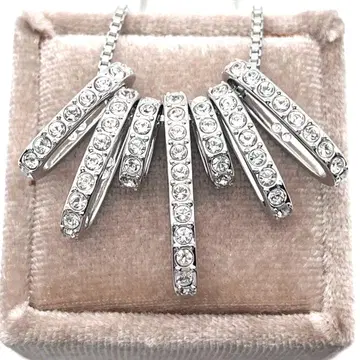 [새상품급] 스와로브스키 7연 오벌 파베 실버톤 목걸이