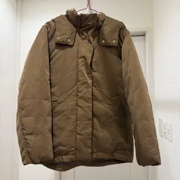 [ anyFAM ] 브라운 후드 부착 다운 자켓 아우터