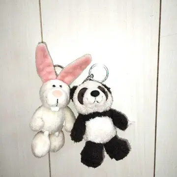 NICI 봉제 인형 키링 토끼 팬더 화이트 블랙
