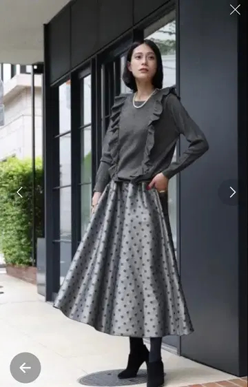 ELFRANK 하이 게이지 프릴 니트 풀오버 그레이