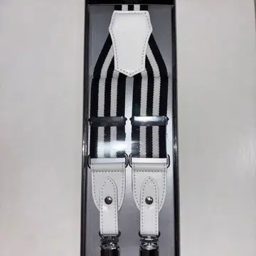블랙 x 화이트 스트라이프 서스펜더 남녀 공용 미사용 새상품