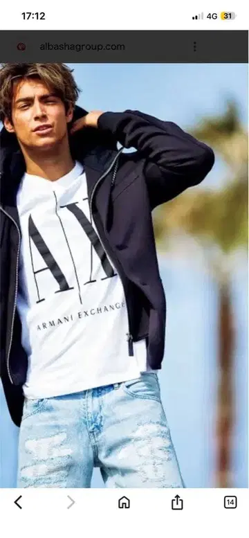 사용 횟수 적음 Armani Exchange 후디드 디자인 자켓 블랙