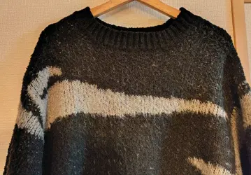 antiqua 긴팔 니트 오버 사이즈 니트 스웨터 블랙과 그레이