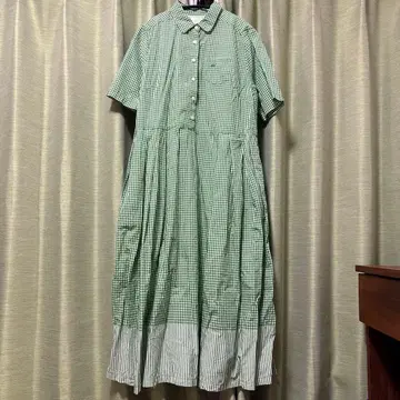 써니 클라우즈 본폰 그린 체크 반팔 셔츠 원피스