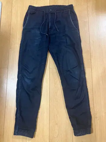 BEAMS HEART 다크 블루 조거 팬츠 데님풍 남성용 S 사이즈