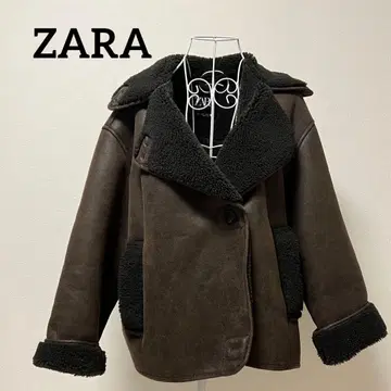 ZARA 브라운 페이크 무스탕 자켓 보아 카라 부착 경량 자라