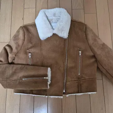 브라운 무스탕 코트 크롭 기장