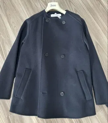 GALERIE VIE 울 더블 페이스 숏 노카라 트렌치코트