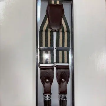 카키 x 베이지 스트라이프 서스펜더 남녀 공용 미사용 새상품
