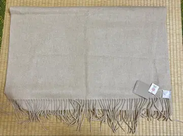 NATURAL BASIC 베이지 프린지 스톨 이세탄 캐시미어 100%