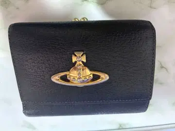 3단 폴더형 지갑 블랙 골드 로고