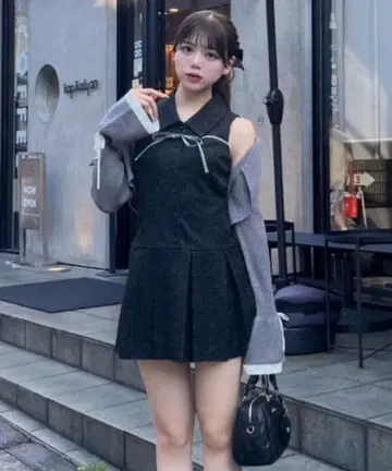 올리브 데 올리브 슬리브리스 셔츠 미니 원피스 블랙 계열