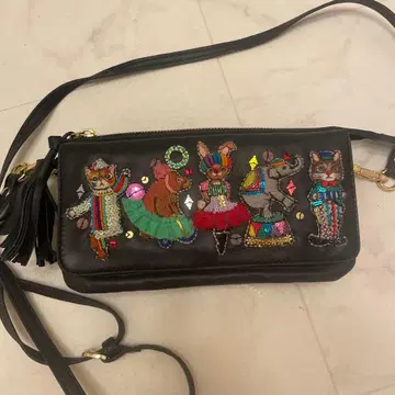 tamao world 동물 자수 장지갑 숄더