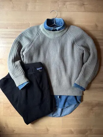 엘엘빈 코튼 니트 올리브 usa제 M 80s llbean