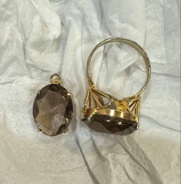 브라운 스톤 반지 펜던트 세트