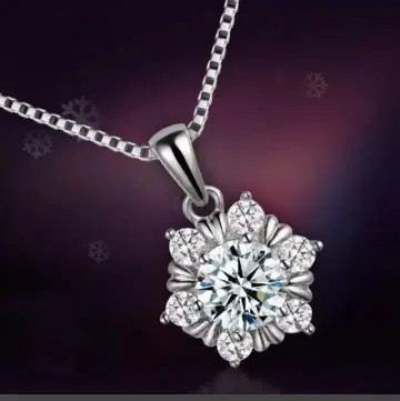 2.5ct 브릴리언트 컷 플라워 파베 펜던트 눈꽃 디자인 SV925