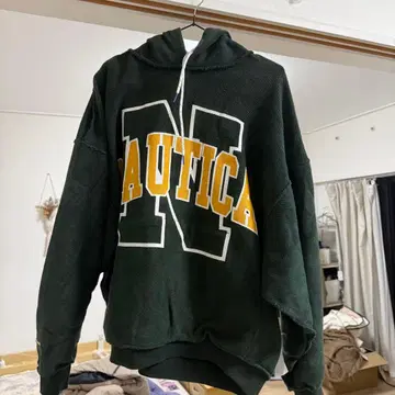 NAUTICA 다크 그린 리버서블 후드티 M 사이즈