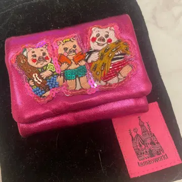 3마리 아기 돼지 3단 폴더형 지갑 돼지 자수 디자인