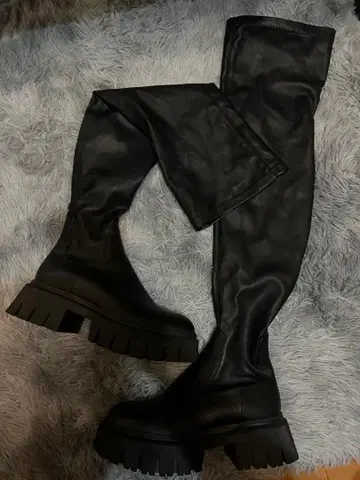 ZARA 블랙 니하이 롱 부츠 EU 36 23.5 통굽 미사용