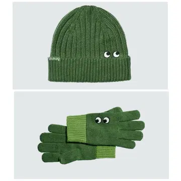 안야 힌드마치 유니클로 콜라보 장갑 니트 모자 세트