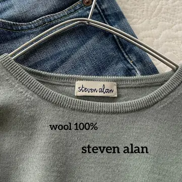steven alan 울 100% 얇은 소재 심플 크루넥 니트