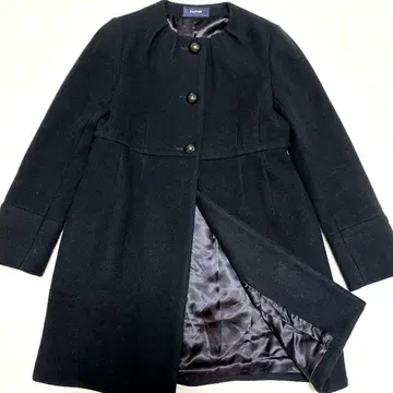 [ 새상품급 ] MACPHEE 맥피 울 100% 노카라 코트 블랙