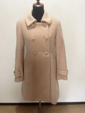 베이지 더블 브레스트 롱 코트