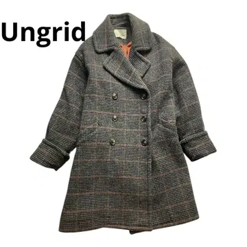 Ungrid 체크 무늬 체스터 코트 롱 코트 그레이 S
