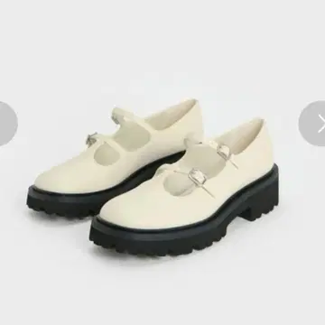 더블 스트랩 T 바 청키 멜리 제인 - 초크