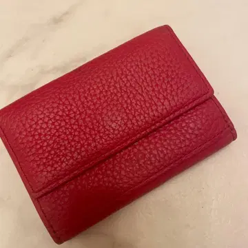 얀체 빨간색 가죽 3단 폴더형 지갑