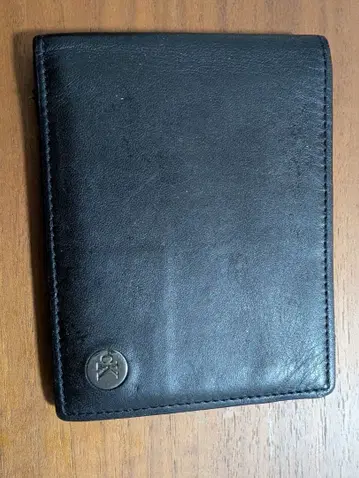 Calvin Klein 블랙 가죽 접이식 지갑 남성용