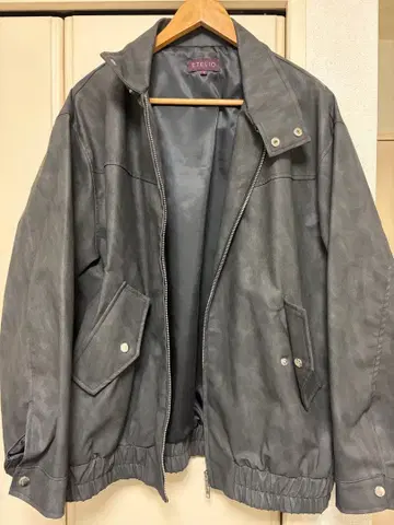 ETELIO 빈티지 가공 스탠드넥 자켓 더블 지퍼