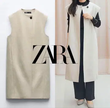 ZARA 슬리브리스 코트 롱베스트 베이지