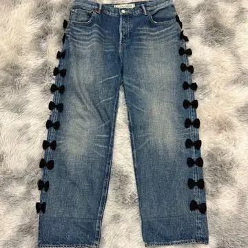 레어 트레조아 사이드 리본 데님 사이즈 4 빅 사이즈 빅 루즈 일본제