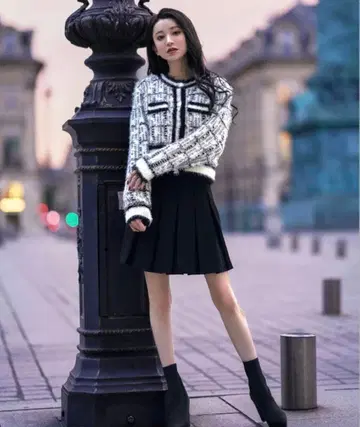 emiria wiz 샤기 트위드 니트 자켓