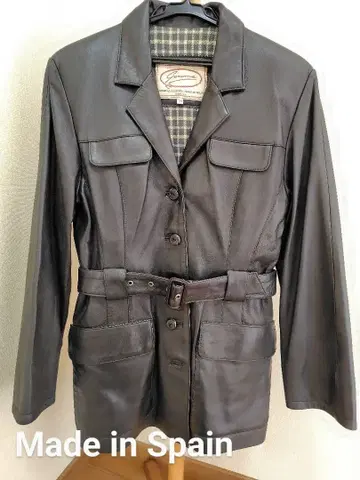 벨트 포함 가죽 자켓